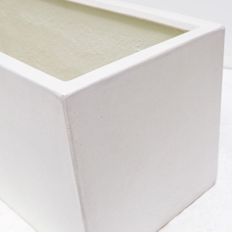 Westhampton Rectangular White Concrete Planter - Medium