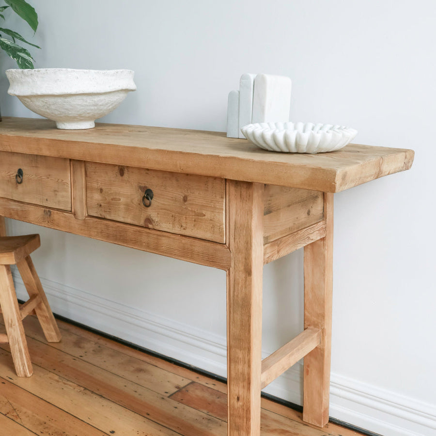 Butchers Style Three Drawer Console 200cm