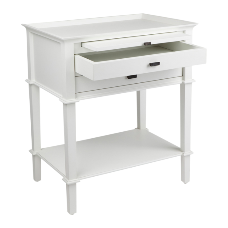 Hamptons Mahogany Side Table With Drawers - White