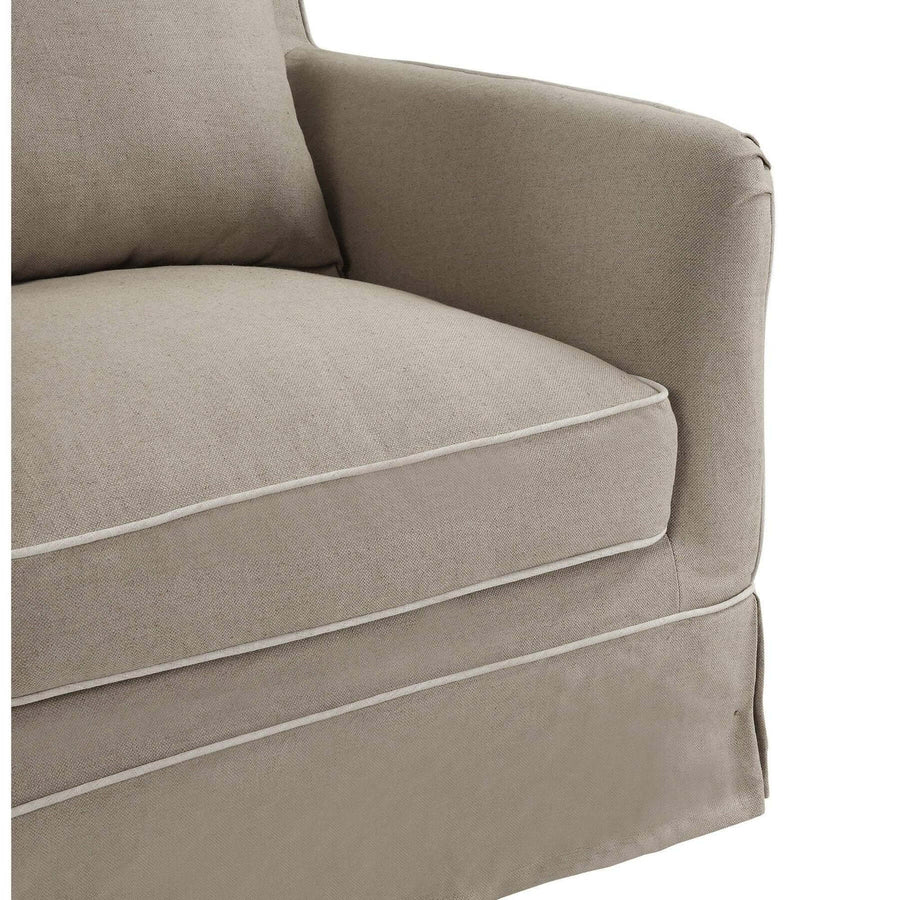 Contemporary Slip Cover Armchair - Natural & White Piping