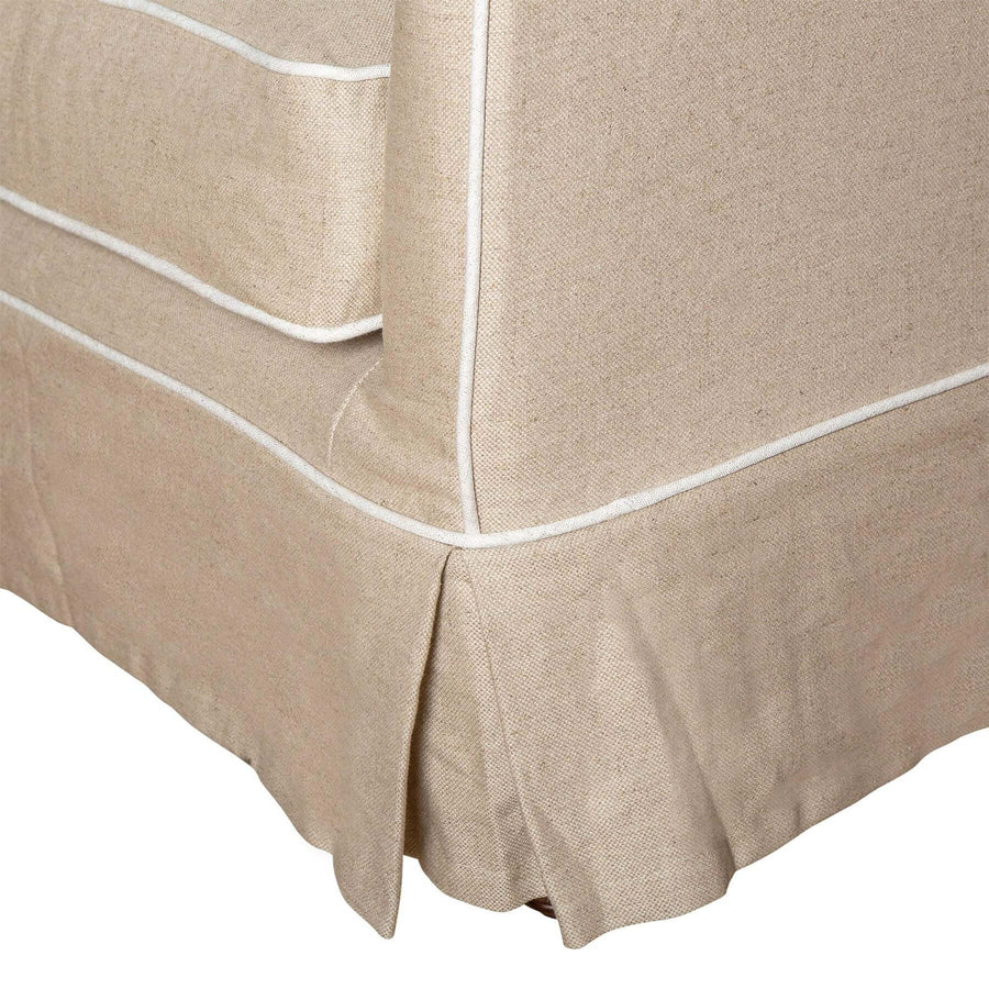 Contemporary Two Seater Slip Cover Sofa - Natural & White Piping