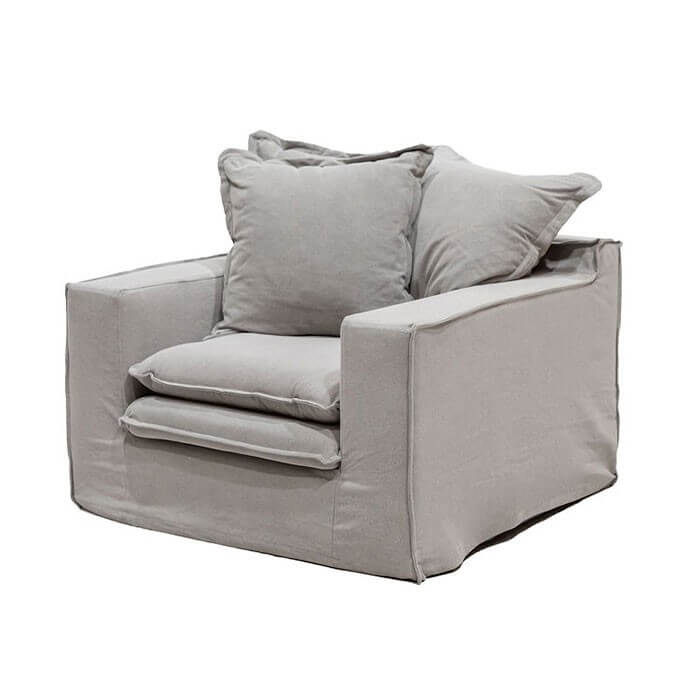 Keely Cement Slip-Cover Armchair