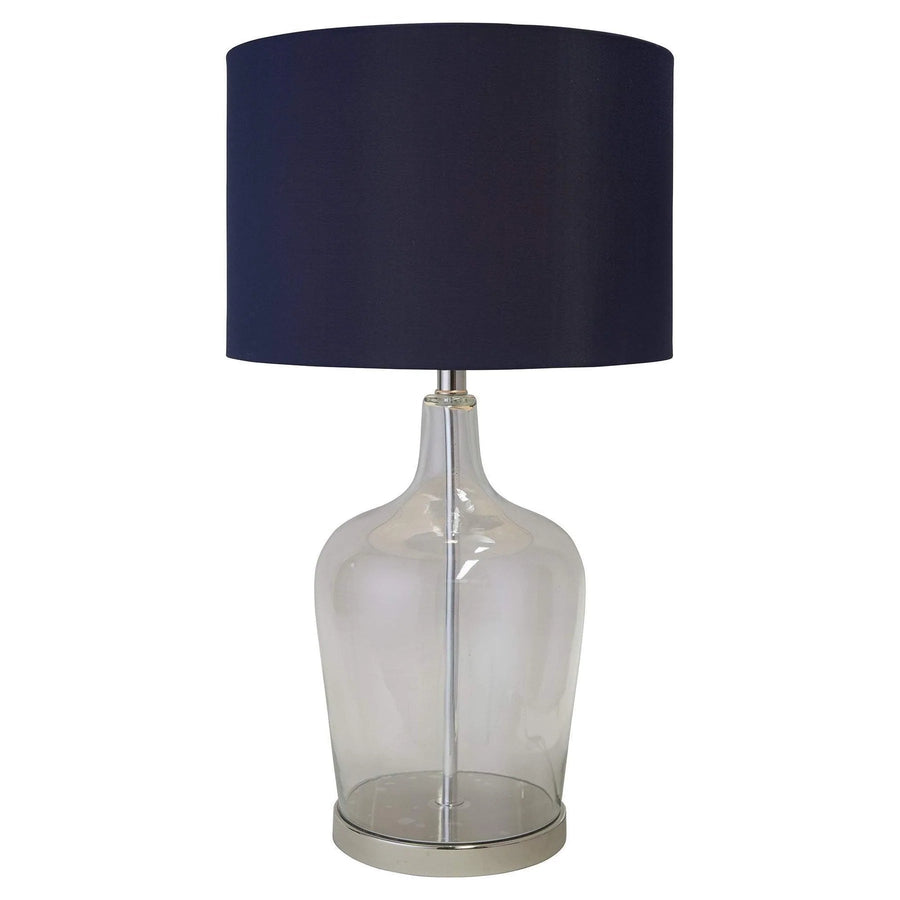 Glass & Nickel Table Lamp - Blue Shade