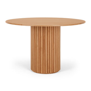 Slatted Oak Round Dining Table 120cm - Natural