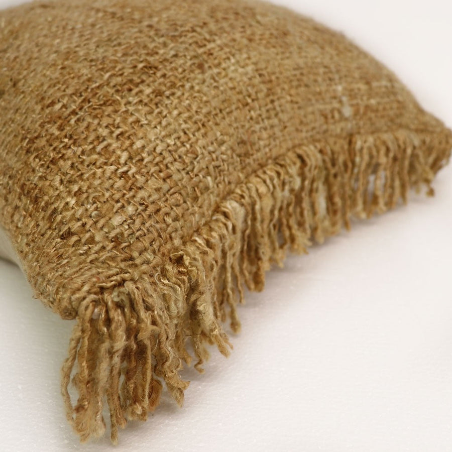 Textured Weave Tassel Cushion - Taupe