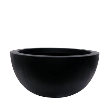 Modern Country Low Bowl Black Concrete Pot - Large