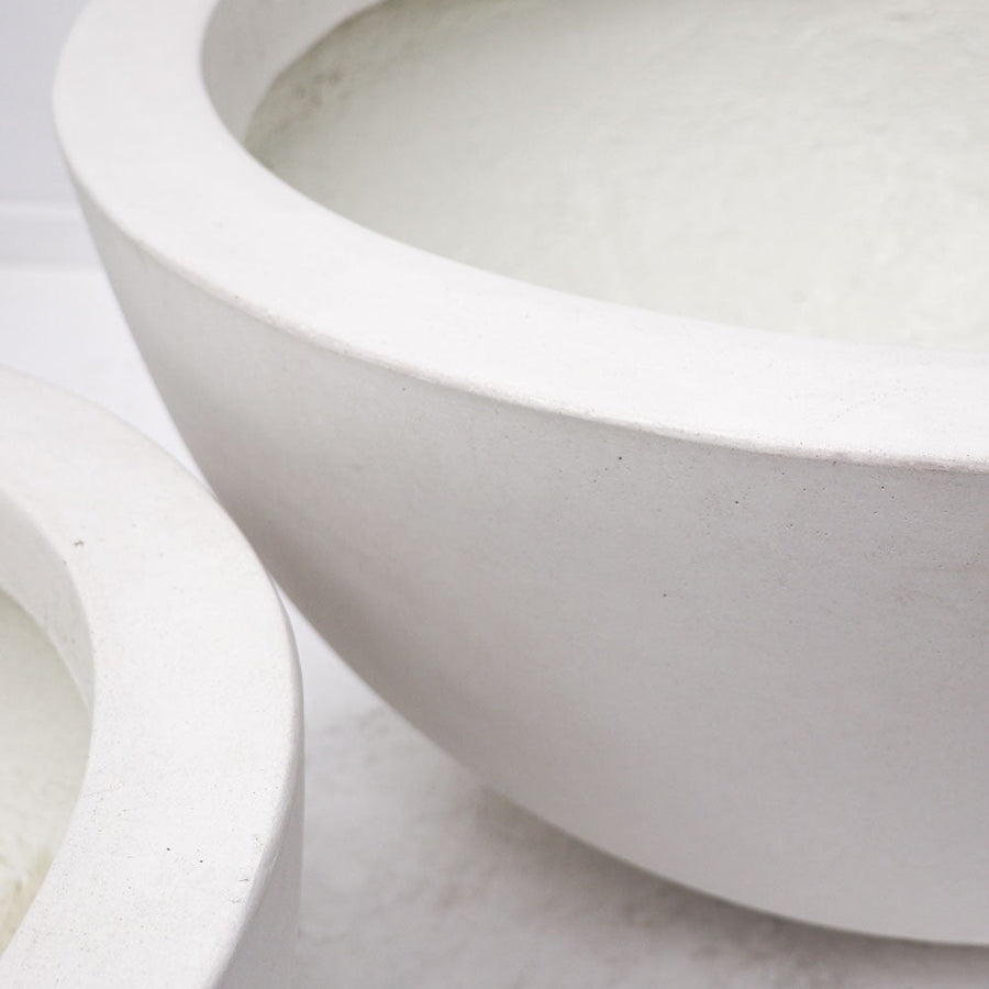 Westhampton Low Bowl White Concrete Pot - Medium