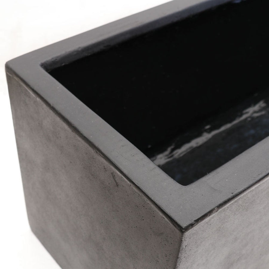 Westhampton Rectangular Black Concrete Planter - Medium