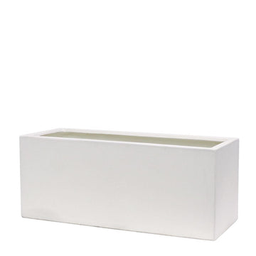 Westhampton Rectangular White Concrete Planter - Medium