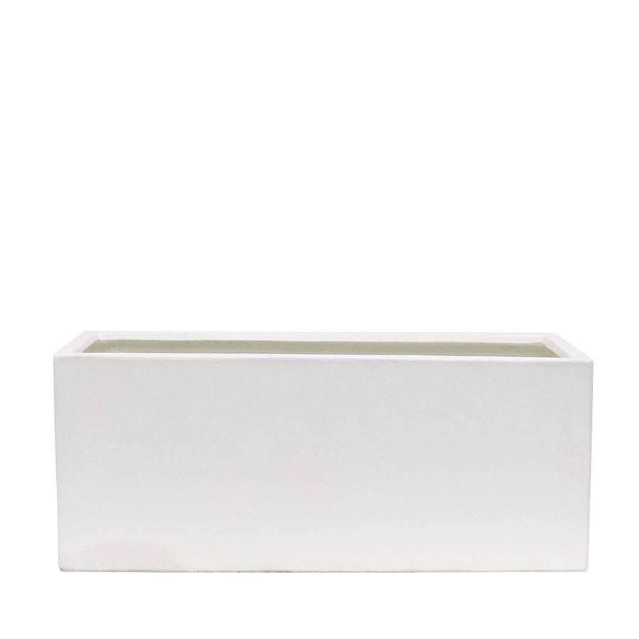 Westhampton Rectangular White Concrete Planter - Medium