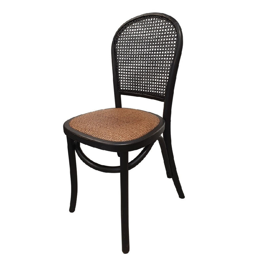 Homestyle Oak & Rattan Dining Chair - Black