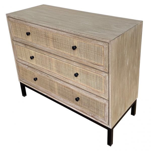 Cardrona Woven Rattan 3 Drawer Commode - Natural