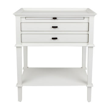 Hamptons Mahogany Side Table With Drawers - White