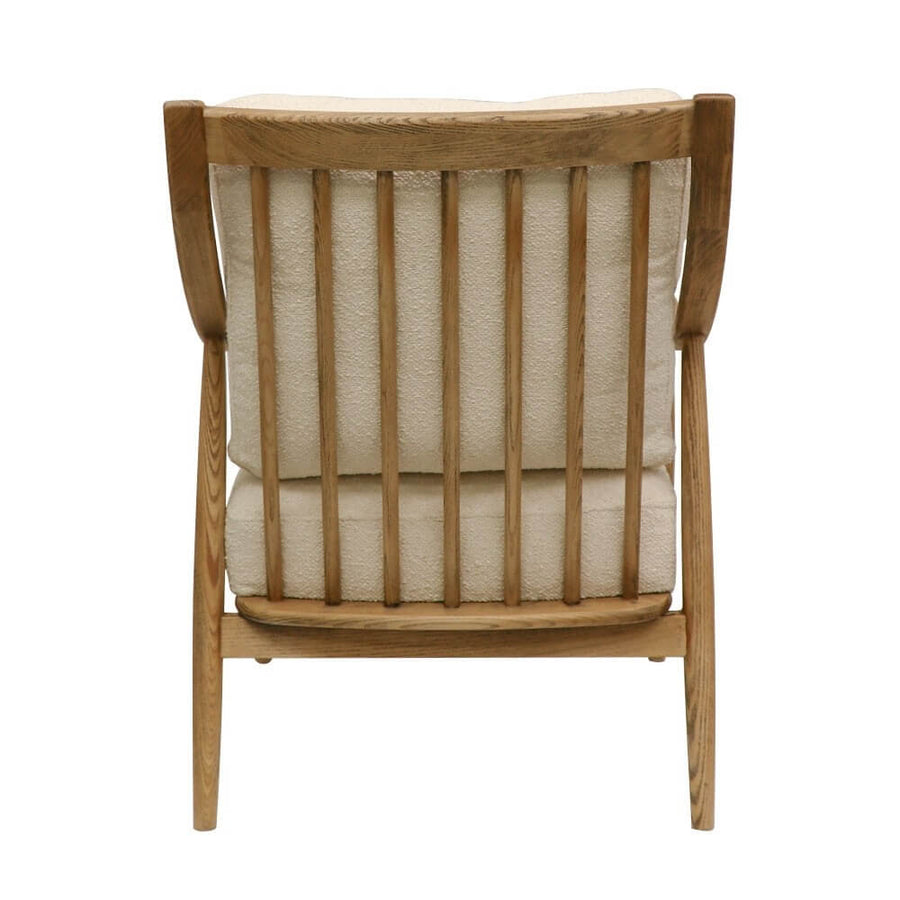 Mid-Century Oak Armchair - Cream Boucle