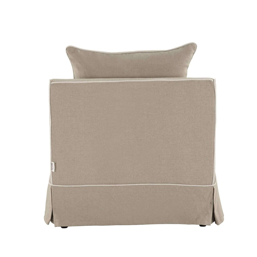 Hamptons Contemporary Slip-Cover Armchair - Natural & White Piping