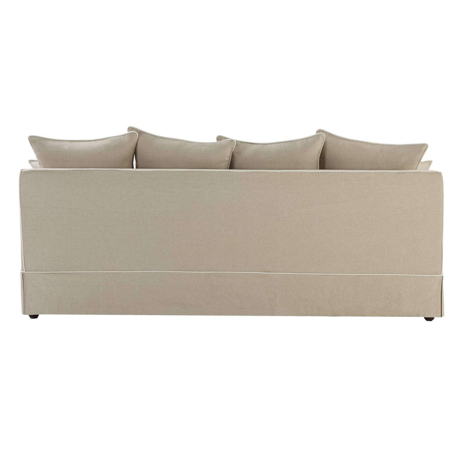 Hamptons Contemporary Three Seater Slip-Cover Sofa - Natural & White Piping