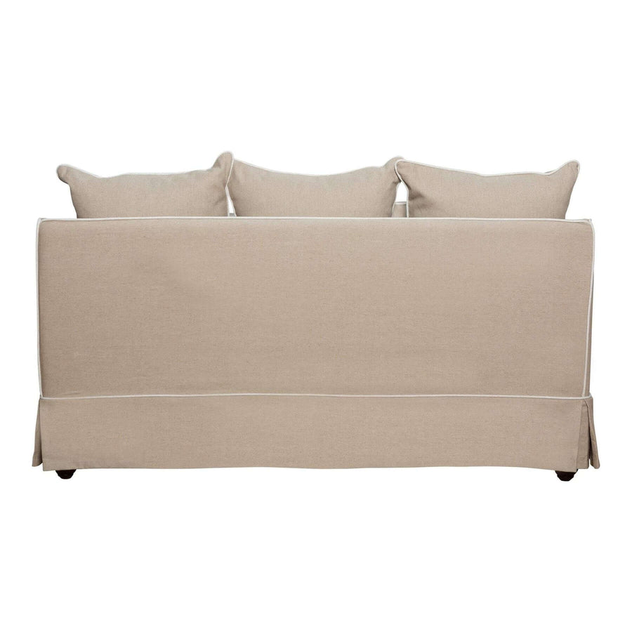 Hamptons Contemporary Two Seater Slip-Cover Sofa - Natural & White Piping