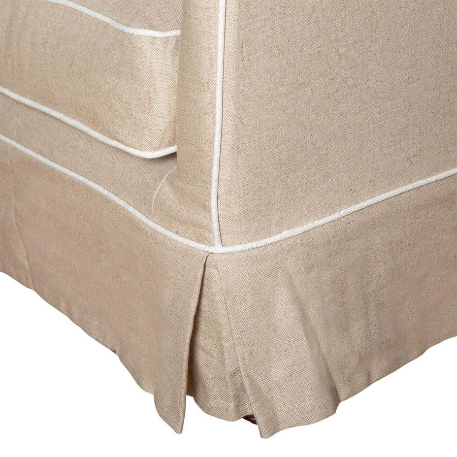 Hamptons Contemporary Two Seater Slip-Cover Sofa - Natural & White Piping