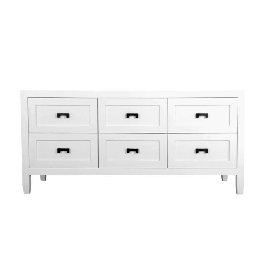 Hamptons White Mahogany Six Drawer Sideboard