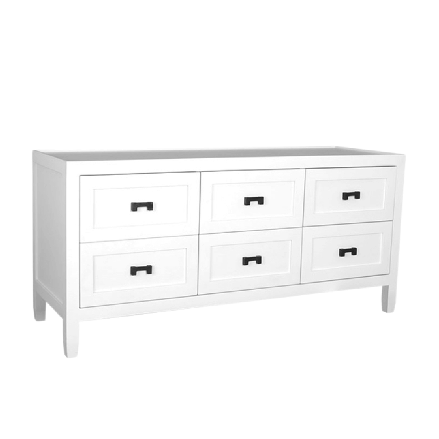 Hamptons White Mahogany Six Drawer Sideboard