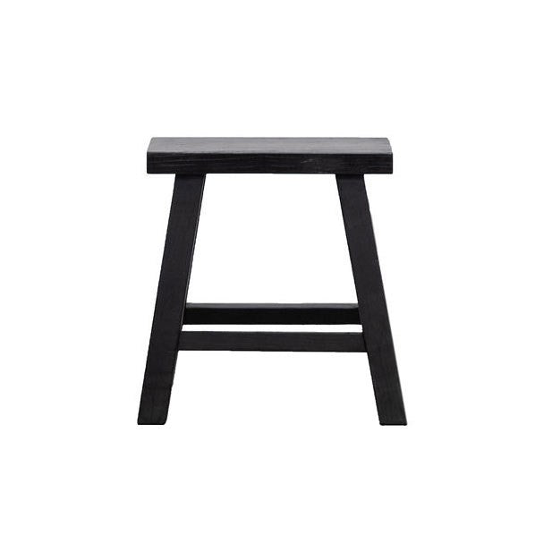 Handmade Peasant Black Stool - Rectangular