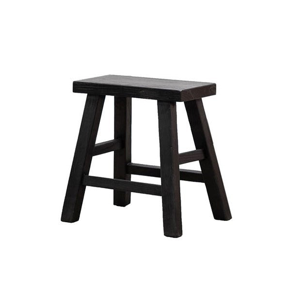 Handmade Peasant Black Stool - Rectangular