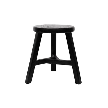 Handmade Peasant Black Stool - Round