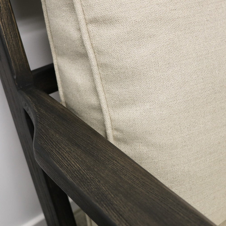 Juno Linen & Oak Armchair - Black & Natural