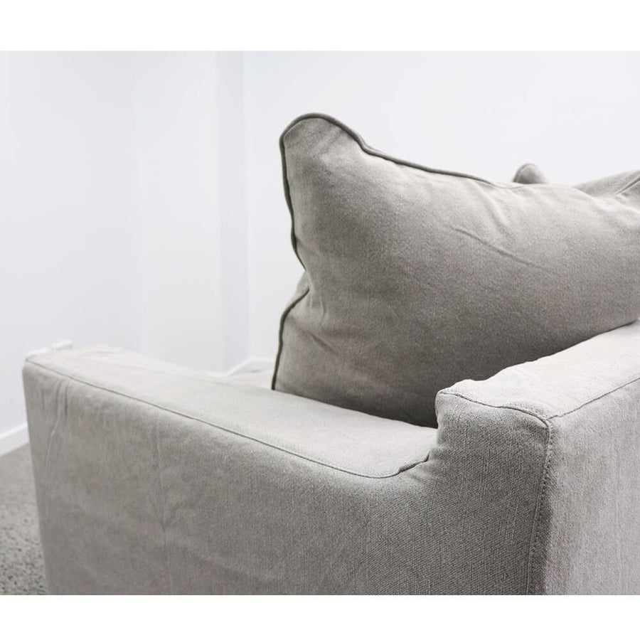 Keely Cement Three Seater Slip-Cover Sofa