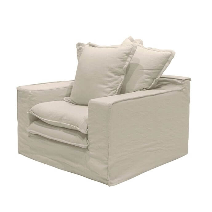 Keely Oatmeal Slip-Cover Armchair