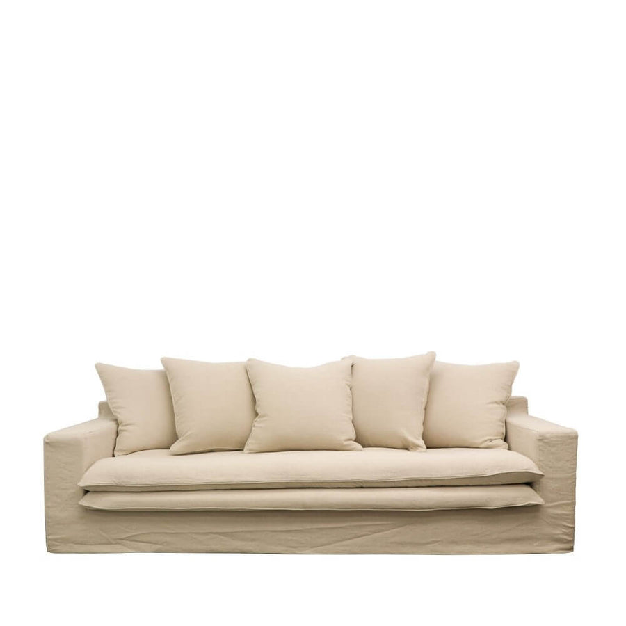 Keely Oatmeal Three Seater Slip-Cover Sofa