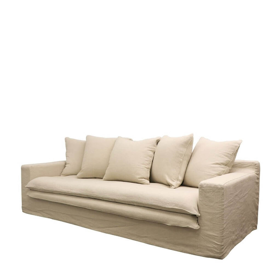 Keely Oatmeal Three Seater Slip-Cover Sofa