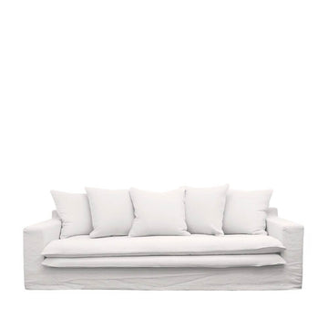 Keely White Three Seater Slip-Cover Sofa