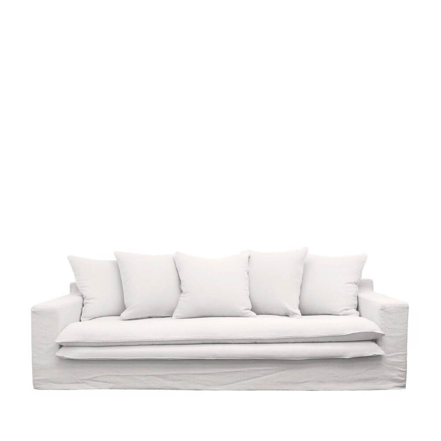 Keely White Three Seater Slip-Cover Sofa