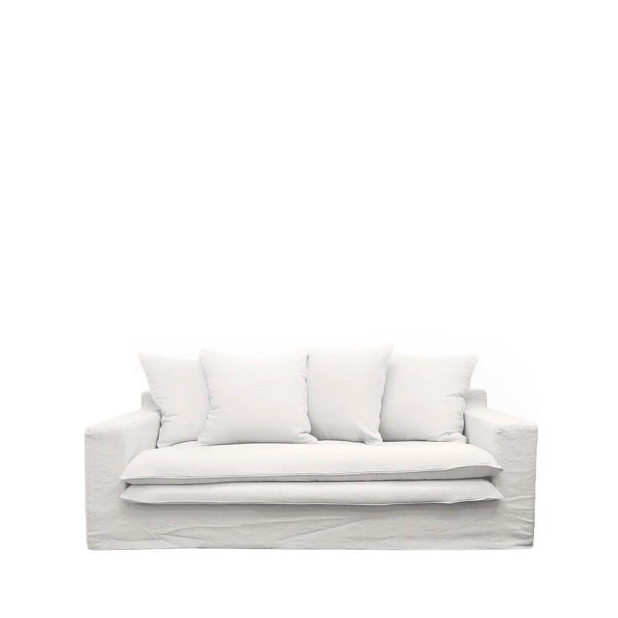 Keely White Two Seater Slip-Cover Sofa