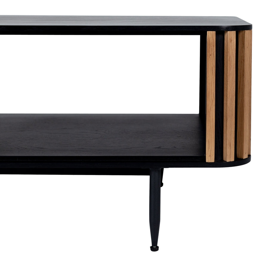 Linear Slatted Oak Coffee Table - Natural & Black