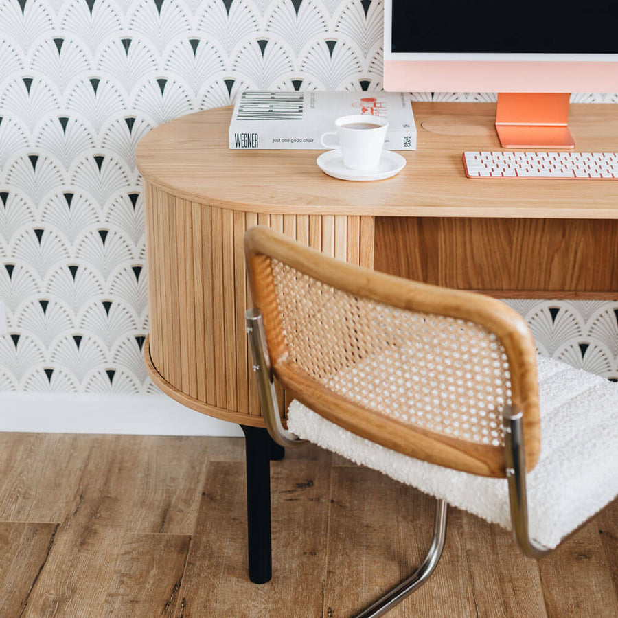 Linear Slatted Oak Desk