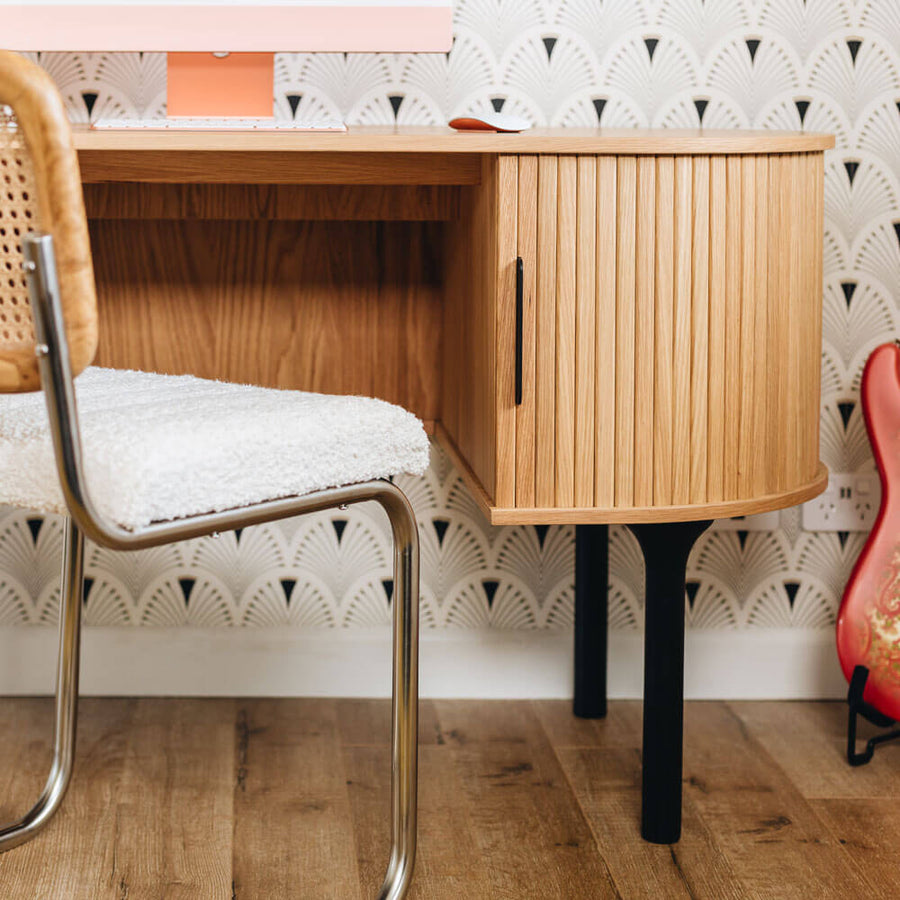 Linear Slatted Oak Desk