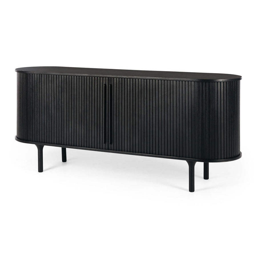 Linear Slatted Oak Sideboard - Black