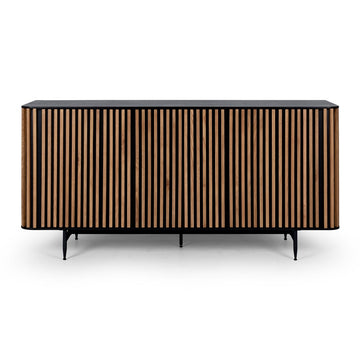 Linear Slatted Oak Sideboard - Natural & Black