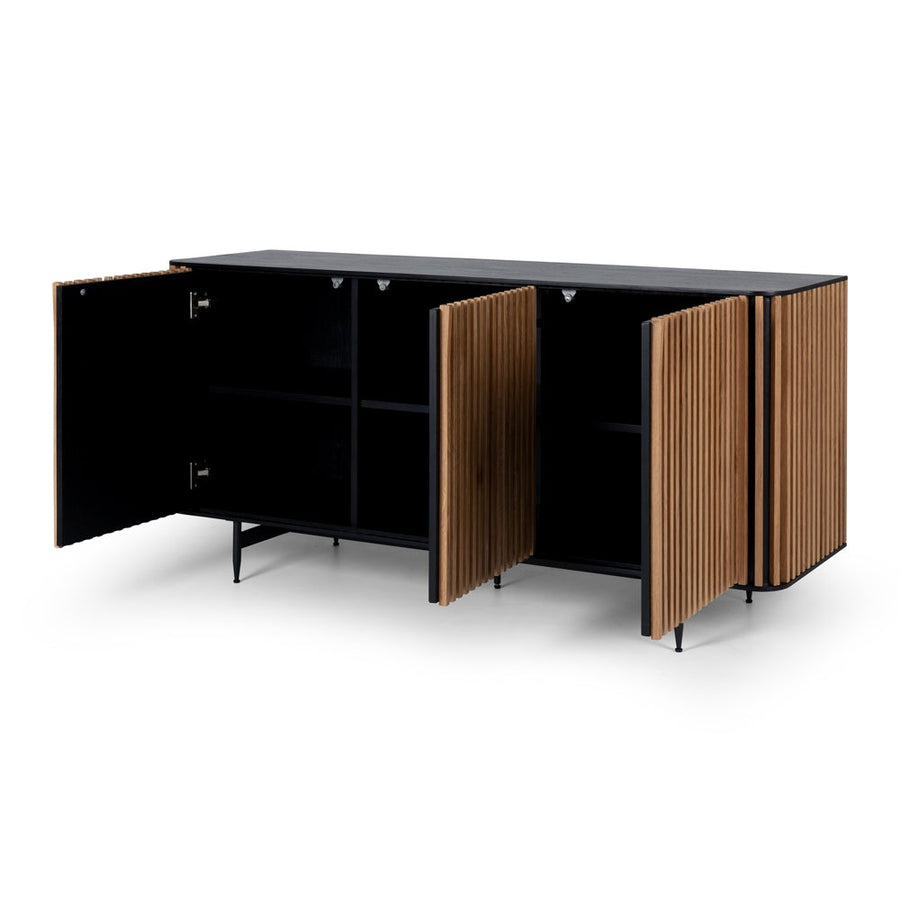 Linear Slatted Oak Sideboard - Natural & Black