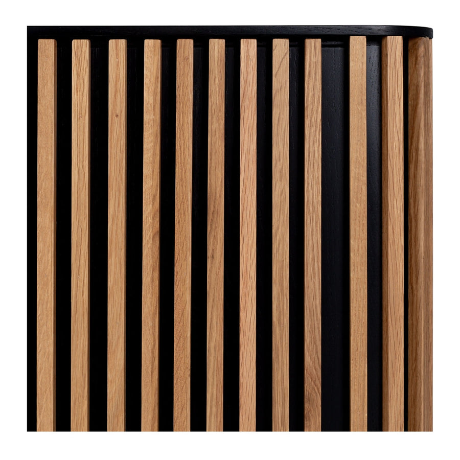 Linear Slatted Oak Sideboard - Natural & Black