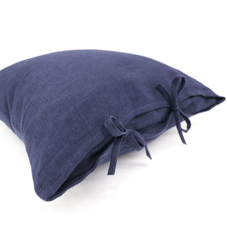 Linen Tie Cushion - Indigo