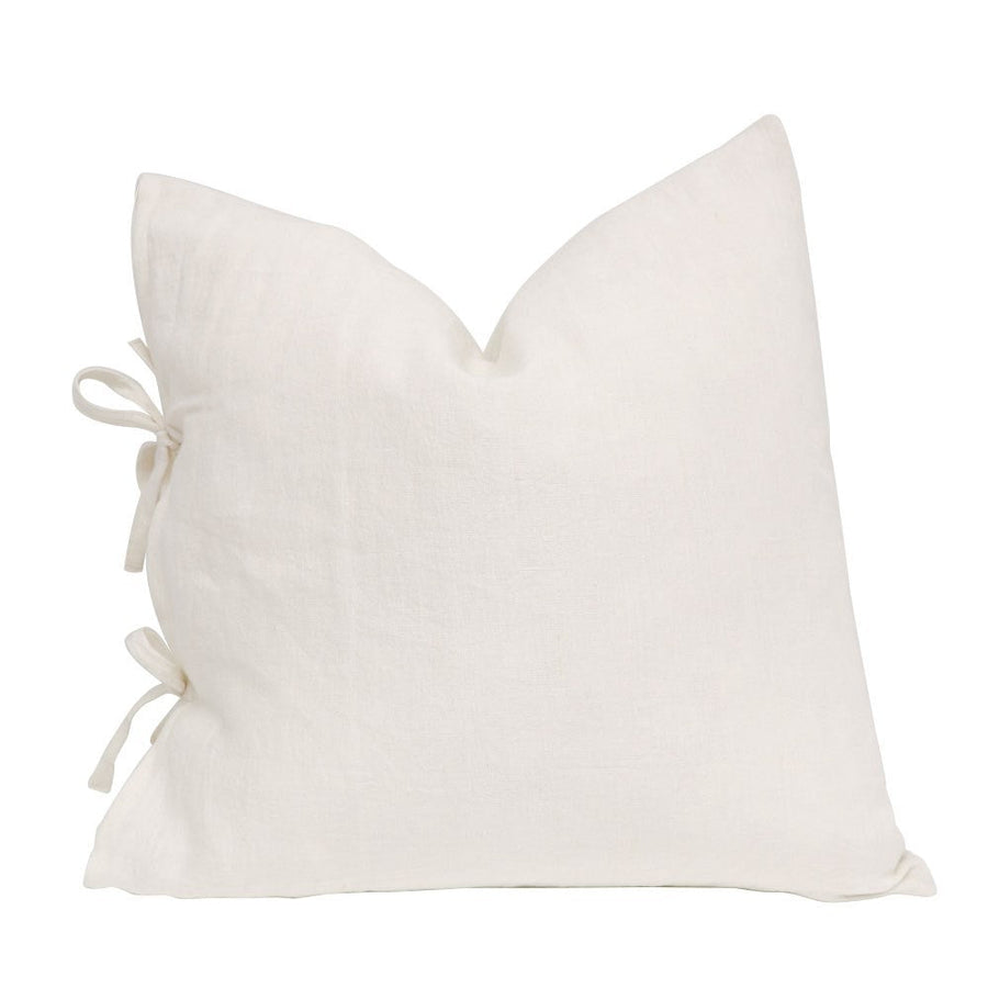 Linen Tie Cushion - Off White