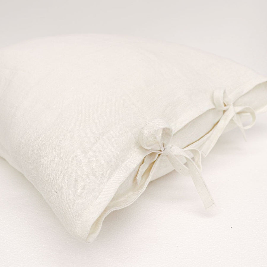 Linen Tie Cushion - Off White