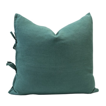 Linen Tie Cushion - Sea Mist