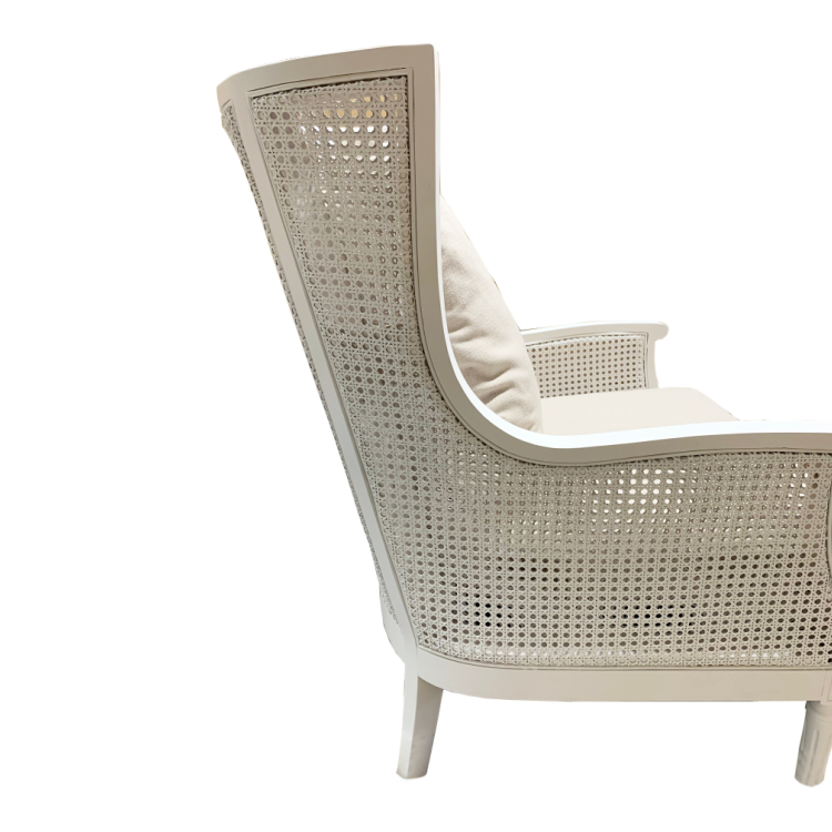 Lattice Rattan Armchair - Antique White