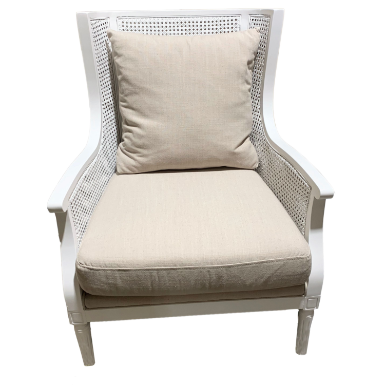 Lattice Rattan Armchair - Antique White