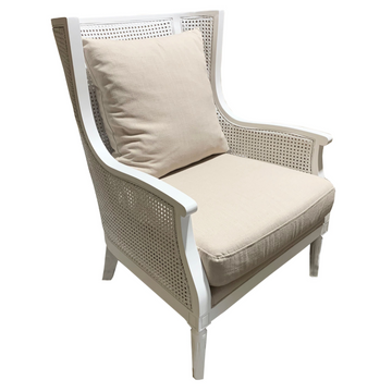 Lattice Rattan Armchair - Antique White