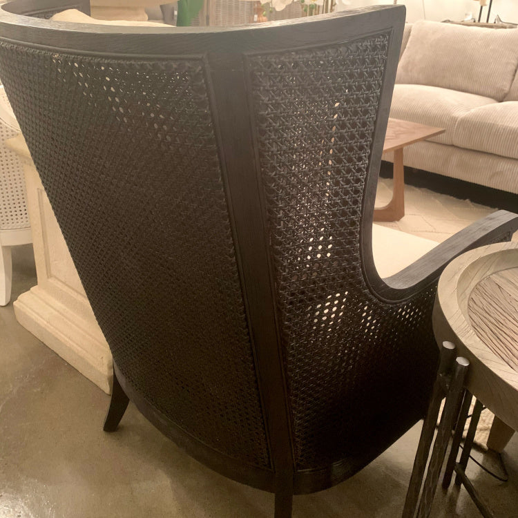 Lattice Rattan Armchair - Antique Black